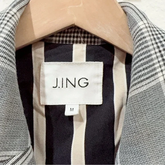 J.ING Jing Glen Plaid Print Oversized Lightweight Coat Jacket Size M Preowned - Picture 7 of 11
